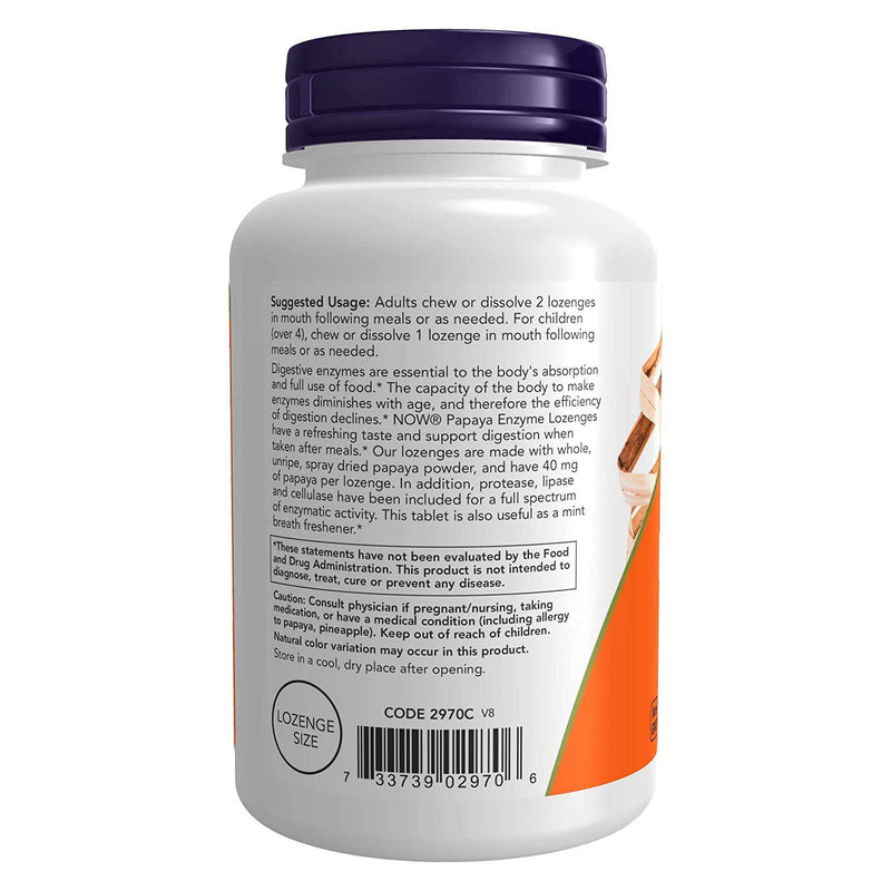 NOW Foods Papaya Enzyme 180 Lozenges