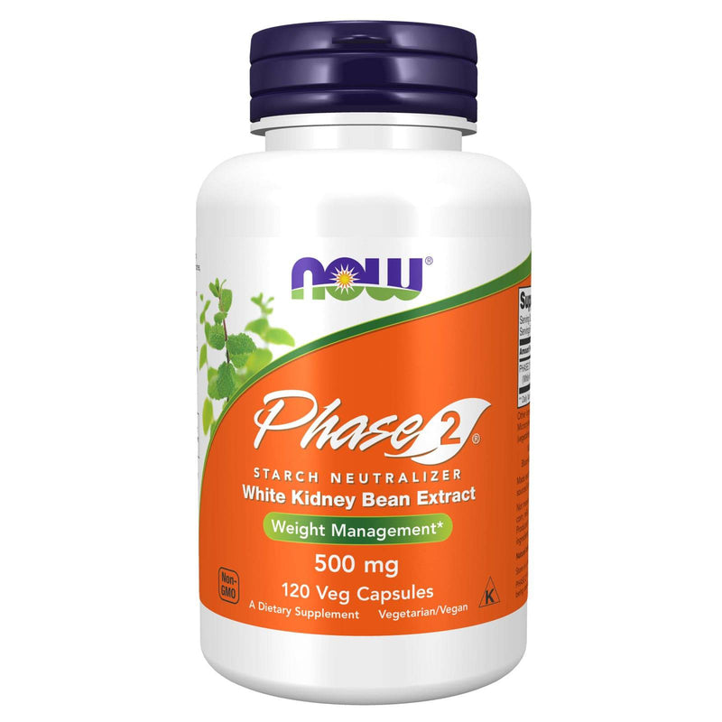 NOW Supplements, Fase 2® (extrato de feijão branco) 500 mg, gestão de peso *, 120 cápsulas vegetais