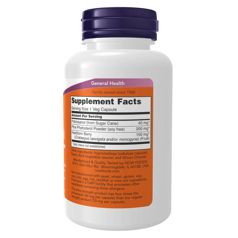 NOW Foods Policosanol Extra Strength 40 mg 90 Veg Capsules