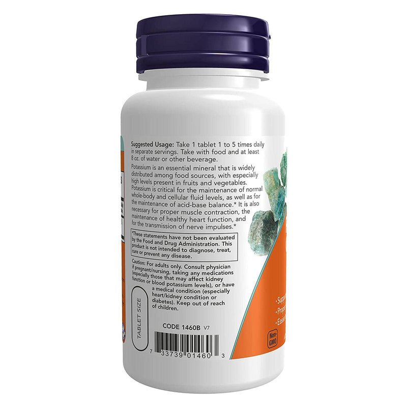 NOW Foods, Gluconato de Potasio 99 mg Vegetariano - 100 Tabletas