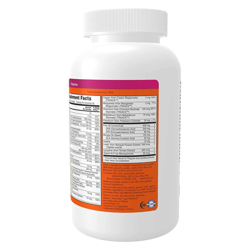 Suplementos NOW, géis pré-natais + DHA com 250 mg de DHA por porção, além de óleo de borragem (GLA), 180 cápsulas gelatinosas