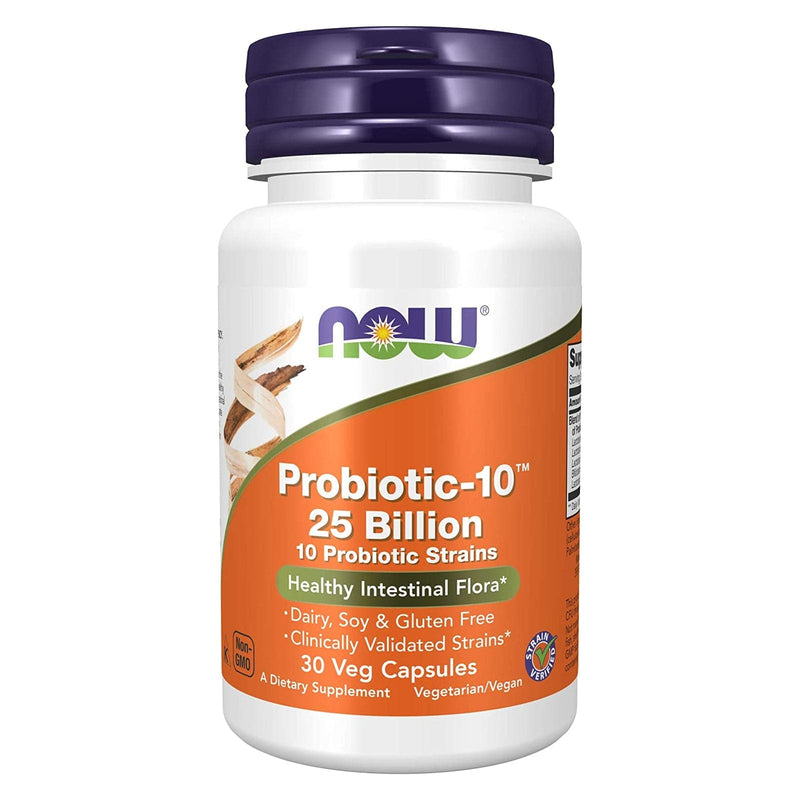 NOWサプリメント、Probiotic-10™、250億、10のプロバイオティクス菌株、乳製品、大豆、グルテンフリー、菌株検証済み、30の野菜カプセル