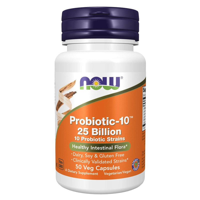 NOWサプリメント、Probiotic-10™、250億、10のプロバイオティクス菌株、乳製品、大豆、グルテンフリー、菌株検証済み、50の野菜カプセル