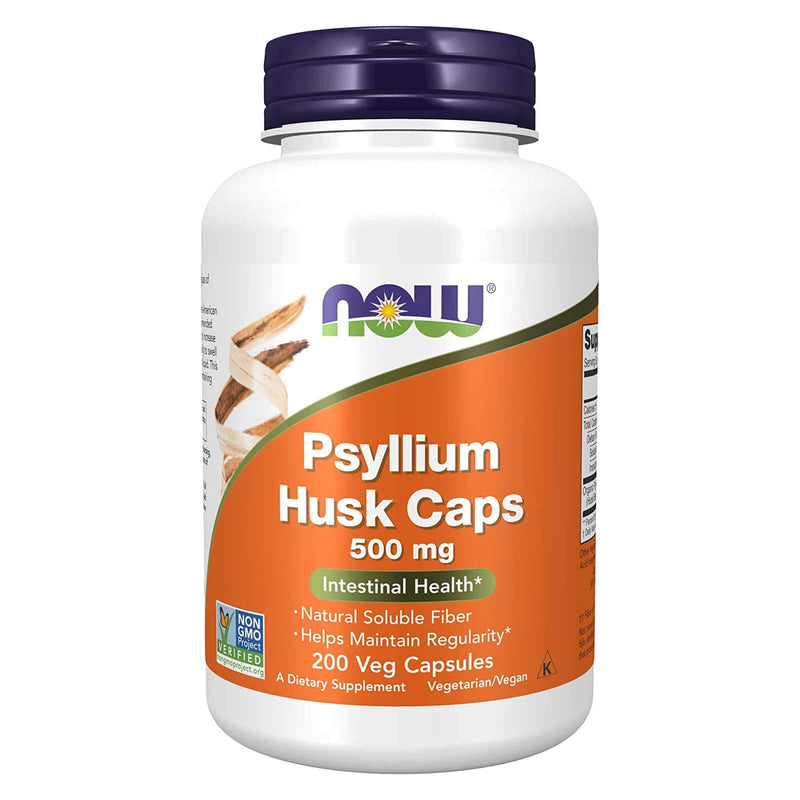 NOWサプリメント、Psyllium Husk Caps 500 mg、非GMOプロジェクト検証済み、天然水溶性繊維、腸の健康*、200ベジカプセル