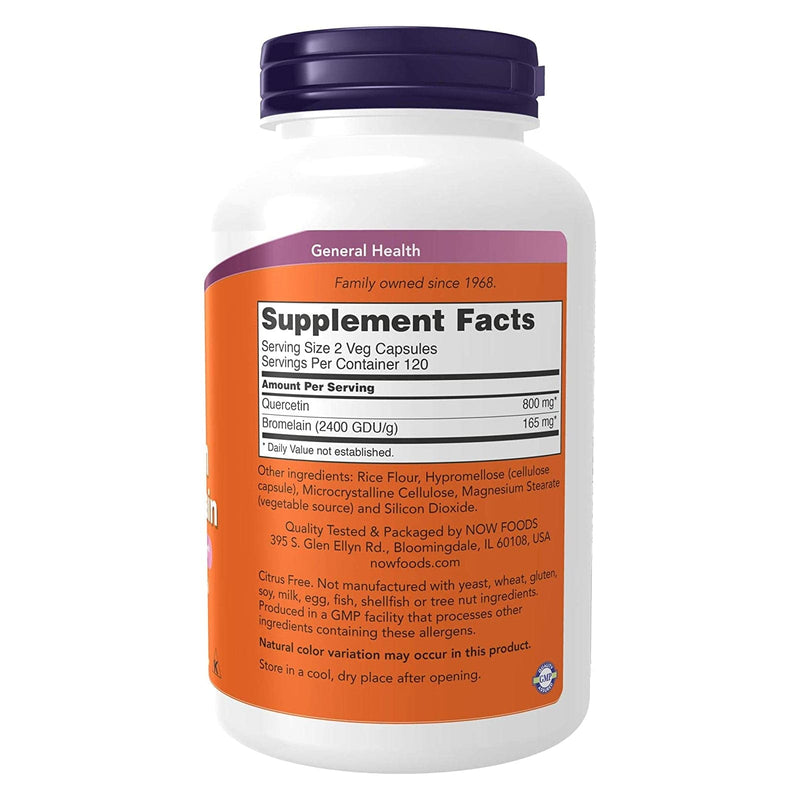 Suplementos NOW, quercetina con bromelina, sistema inmunológico equilibrado*, 240 cápsulas vegetales