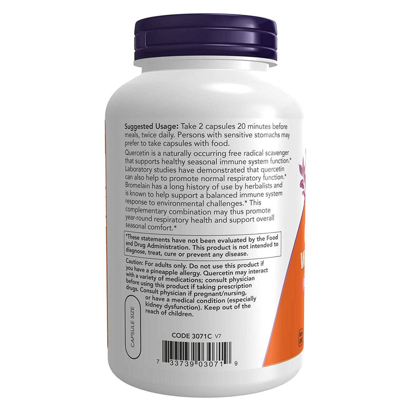 Suplementos NOW, quercetina con bromelina, sistema inmunológico equilibrado*, 240 cápsulas vegetales