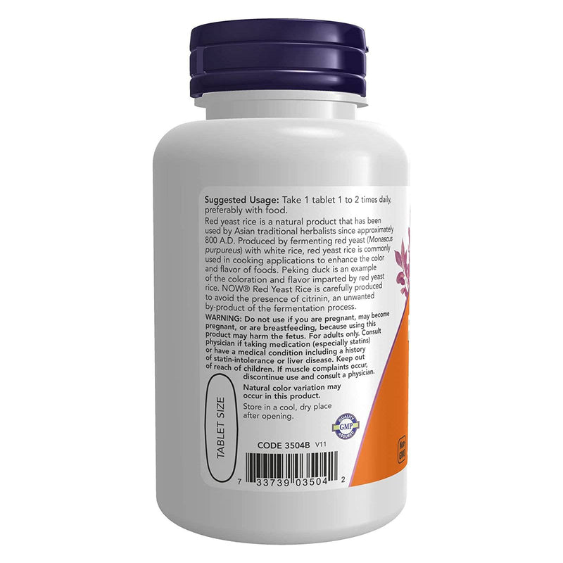 NOW Foods Red Yeast Rice 1200 mg 60 Tablets