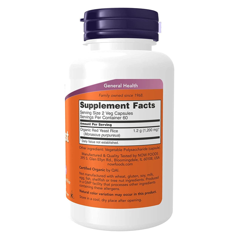 NOW Foods Red Yeast Rice 600 mg 120 Veg Capsules