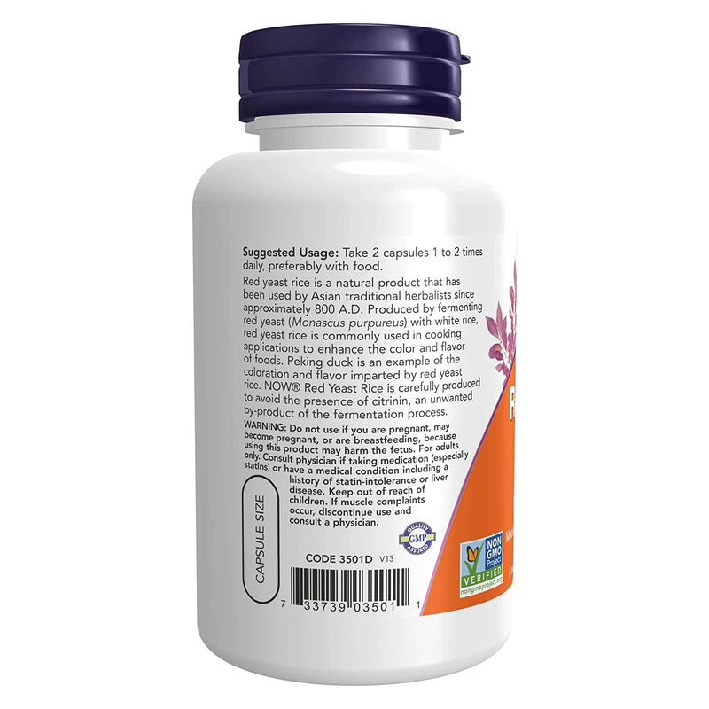 NOW Foods Red Yeast Rice 600 mg 120 Veg Capsules