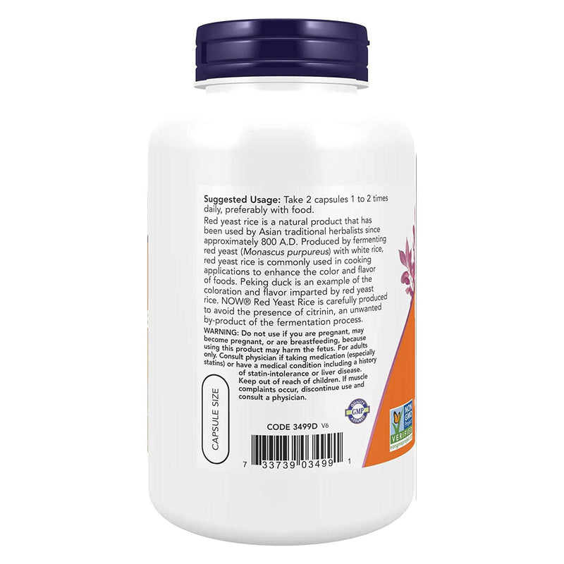 NOW Foods 红酵母稻600 mg 240蔬菜胶囊