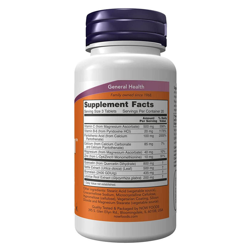 NOW Suplementos, Respir-All™ com quercetina, vitamina C, extrato de urtiga e bromelaína, suporte respiratório*, 60 comprimidos