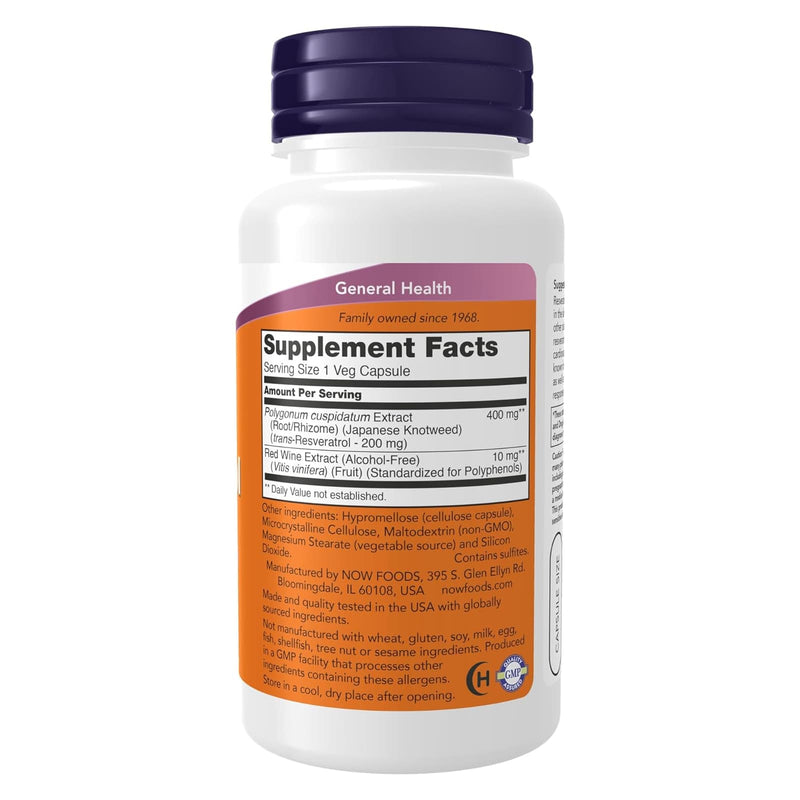 NOW Foods Resveratrol 200 mg 60 Veg Capsules