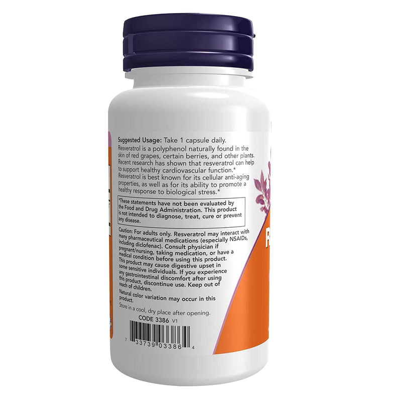 NOW Foods, Resveratrol, Força Extra 350 mg, 60 Cápsulas Vegetais