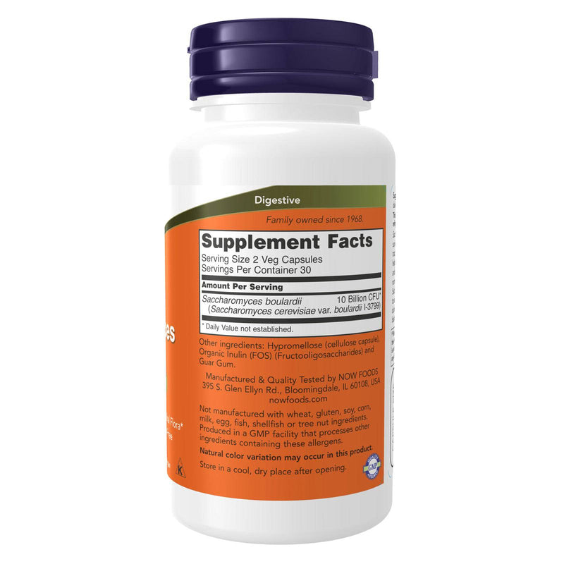 NOW Foods Saccharomyces Boulardii 60 Veg Capsules