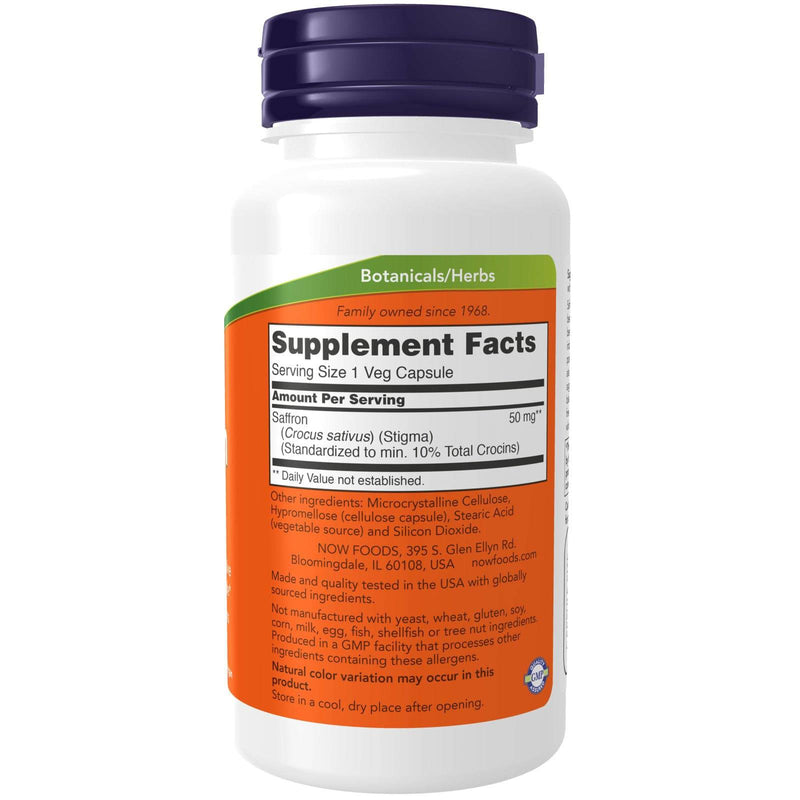 NOW Foods Saffron 50 mg 60 Veg Capsules