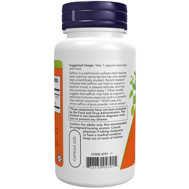 NOW Foods Saffron 50 mg 60 Veg Capsules