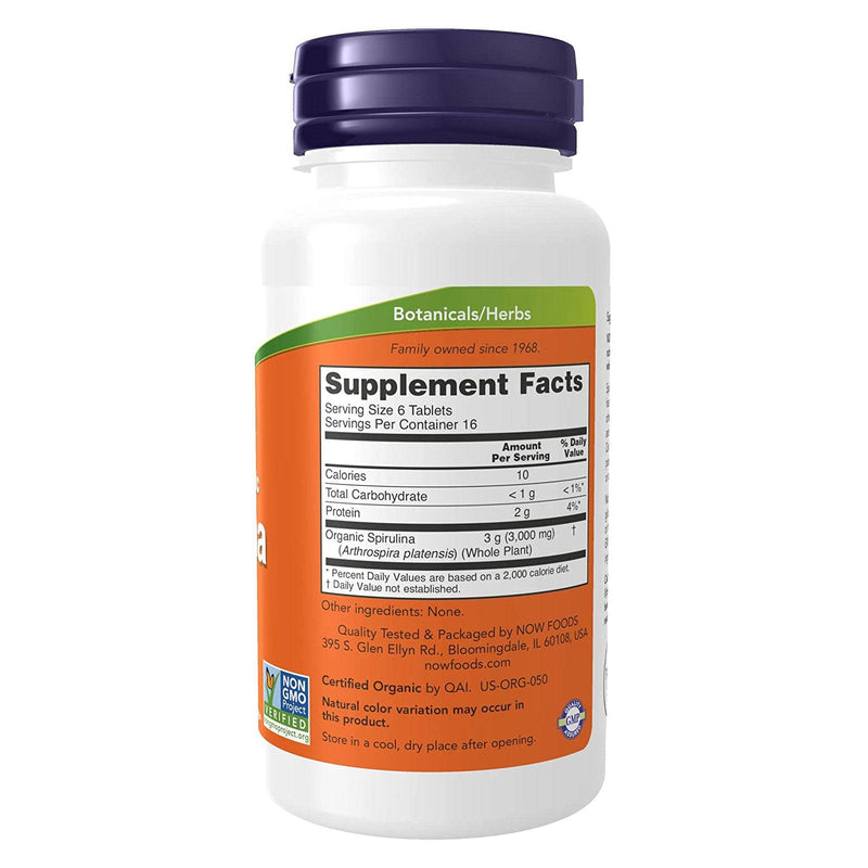 NOW Foods Spirulina 500 mg Organic 100 Tablets