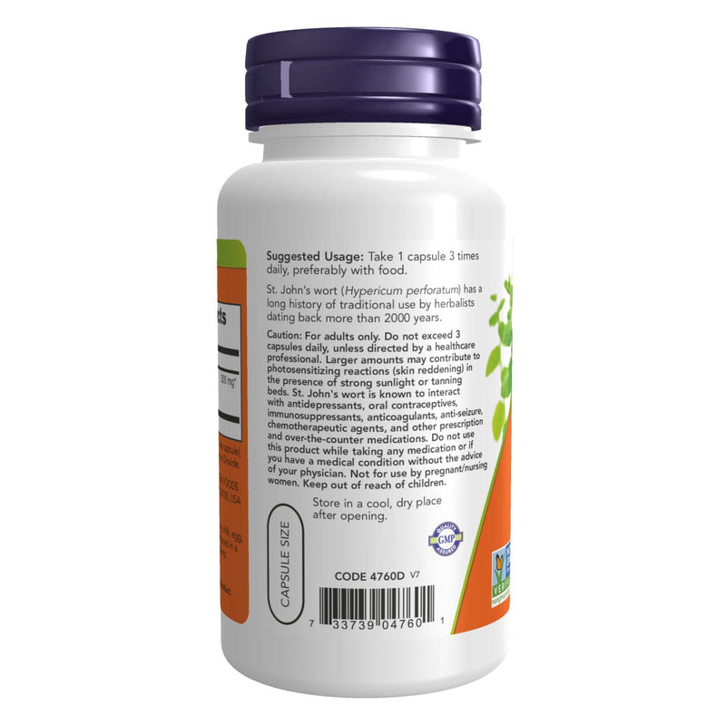 NOW Suplementos, Erva de São João (Hypericum perforatum) 300 mg, Extrato Padronizado, 100 Cápsulas Vegetais