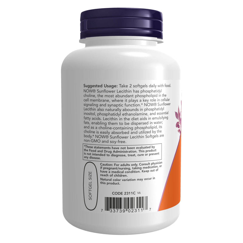 NOW Foods Sunflower Lecithin 1200 mg 100 Softgels