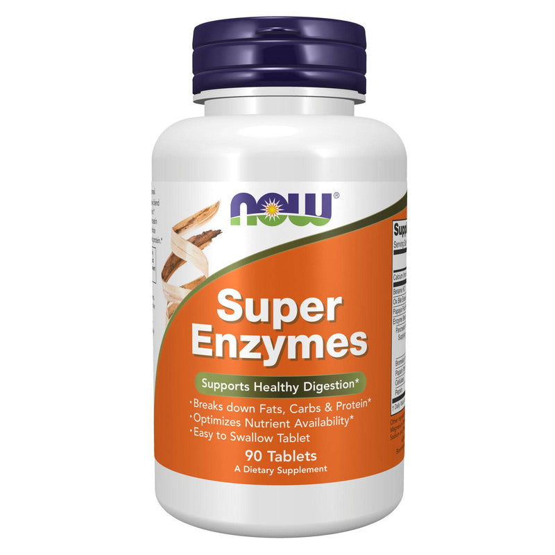 NOW Supplements, Super Enzymes, Bromelain, Ox Bile, Pancreatin 및 Papain으로 제조된 Super Enzymes, 90정