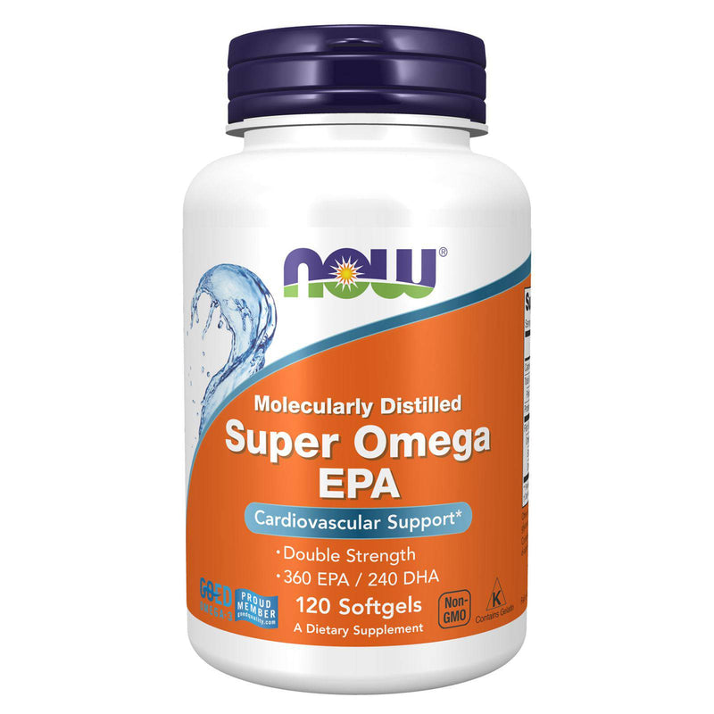 NOW Supplements, Super Omega EPA, 360 EPA / 240 DHA, 분자 증류법 추출, 심혈관 지원*, 120 소프트겔