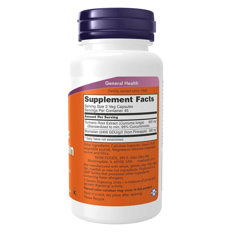 NOW Foods Turmeric & Bromelain 90 Veg Capsules