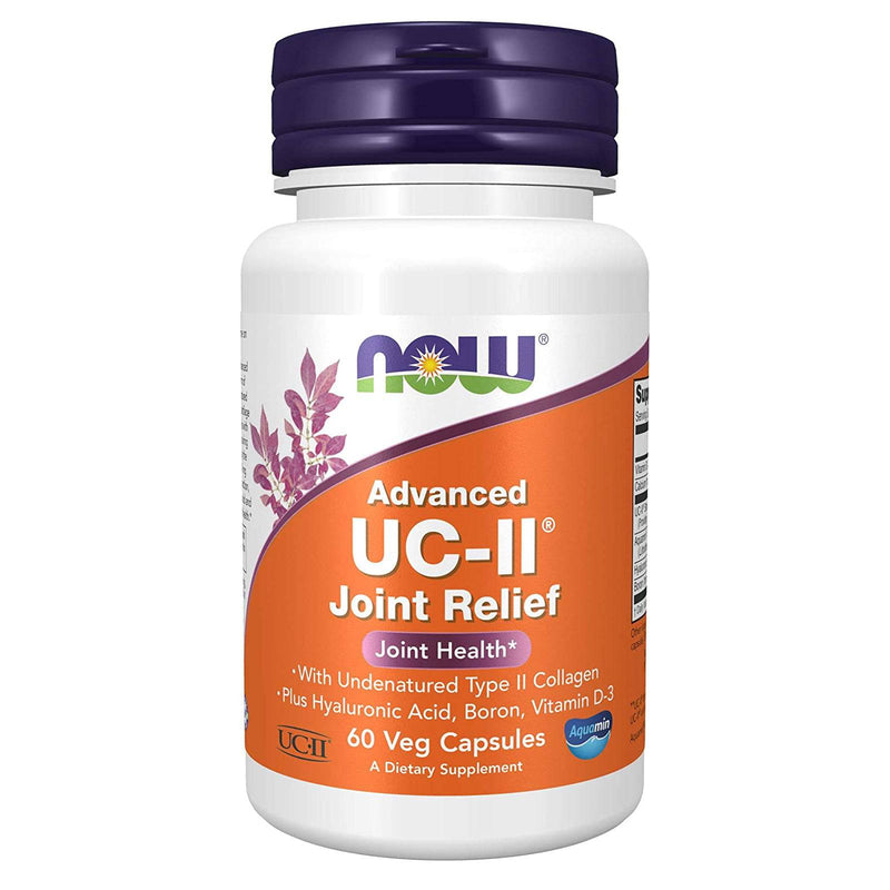 NOW Supplements, UC-II Advanced Joint Relief con colágeno tipo II sin desnaturalizar, además de ácido hialurónico, boro, vitamina D-3, 60 cápsulas vegetales