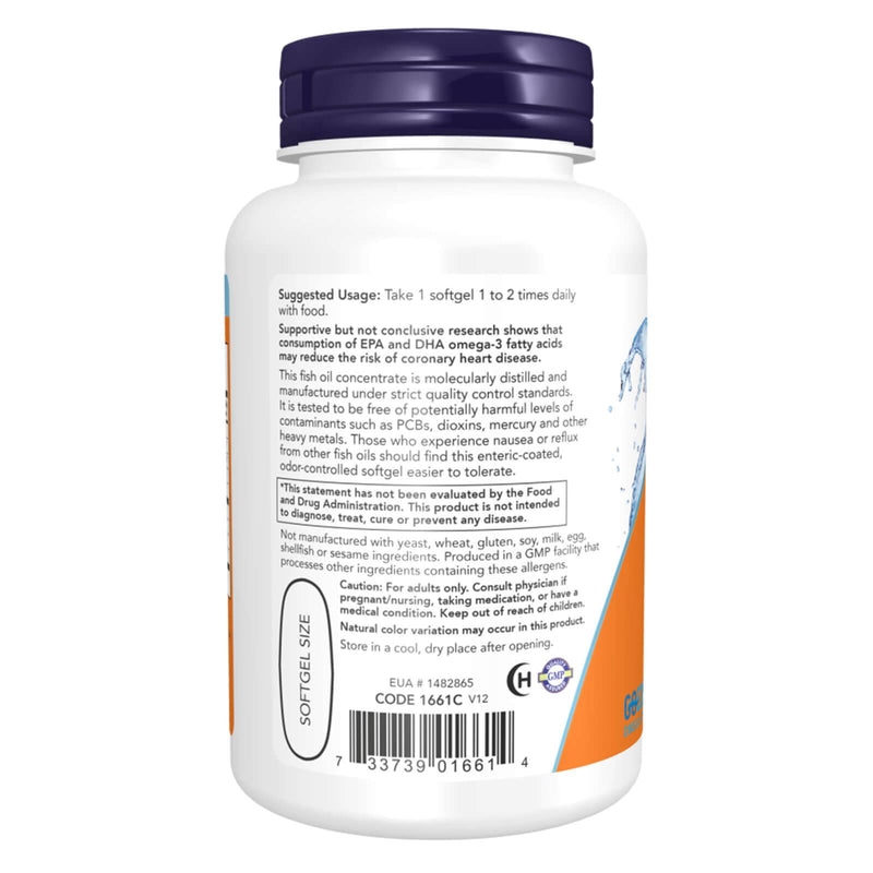 NOW Supplements, Ultra Omega-3,  분자 증류법 추출 및 장용성 코팅, 90 소프트겔