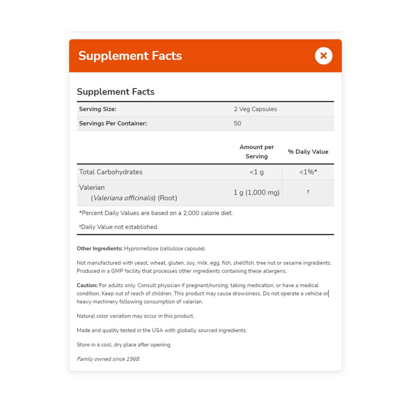 NOW Foods Valerian Root 500 mg 250 Veg Capsules