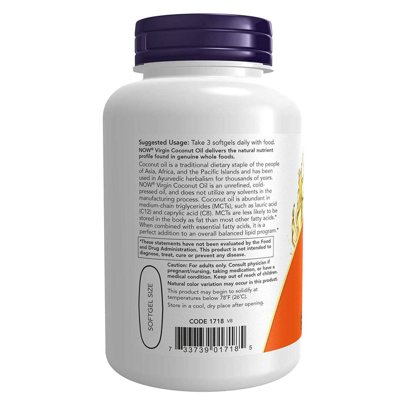 NOW Foods, Aceite de Coco Virgen 1000 mg - 120 Cápsulas Blandas