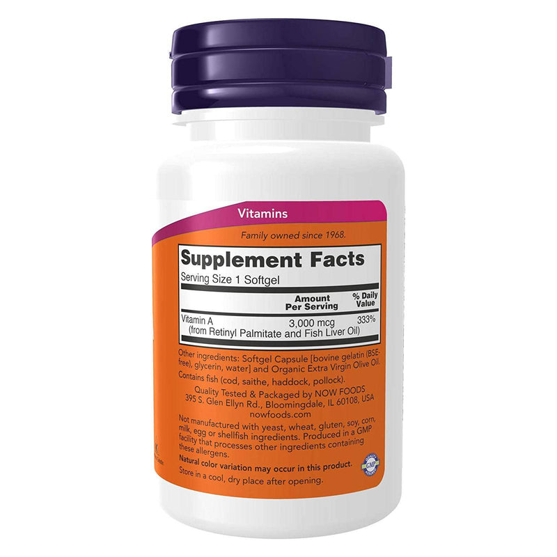 NOW Foods Vitamin A 10,000 IU 100 Softgels