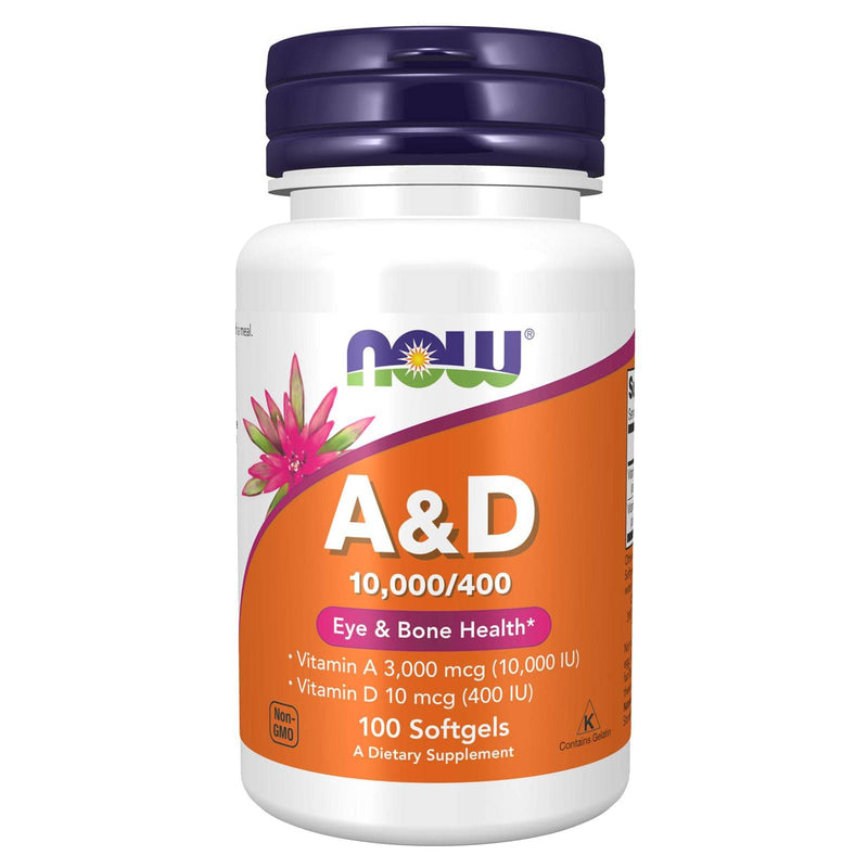 NOW Foods Vitamin A & D 10,000/400 IU 100 Softgels