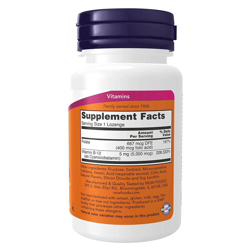 NOW Foods Vitamin B-12 5000mcg 60 Lozenges