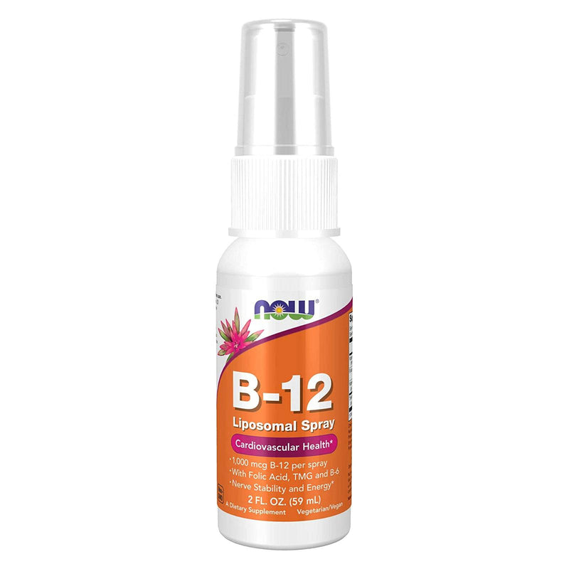 NOW Suplementos, spray lipossômico de vitamina B-12 com ácido fólico, TMG e B-6, 2 onças