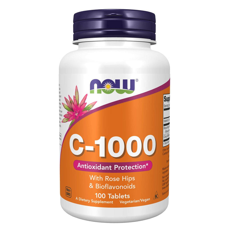 NOW Supplements, 로즈힙 및 바이오플라보노이드 함유 비타민 C-1,000, 항산화 방지*, 100정