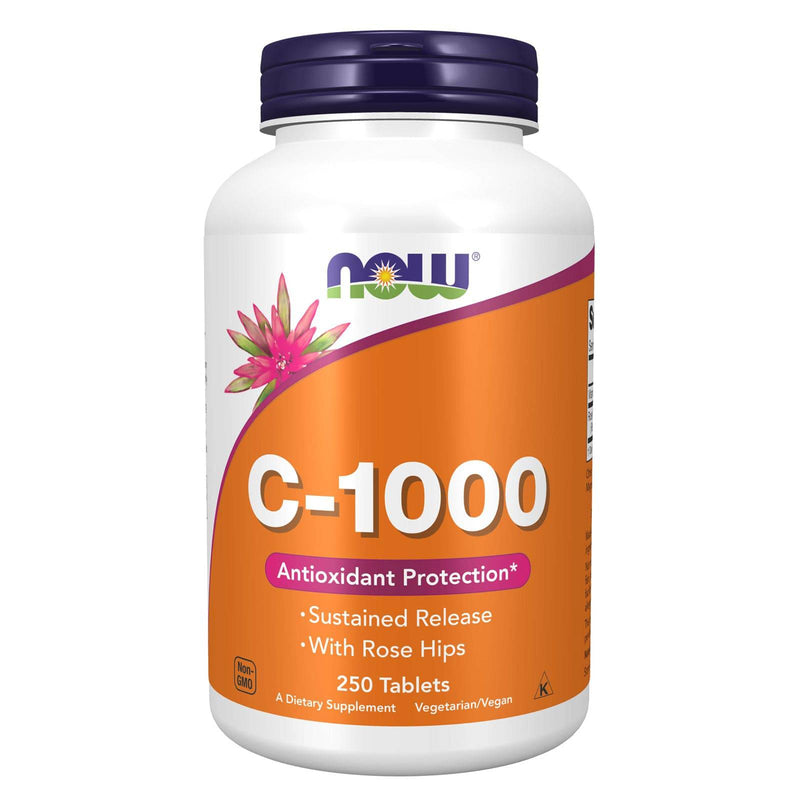 NOW Suplementos, Vitamina C-1.000 com Rosa Mosqueta, Liberação Sustentada, Proteção Antioxidante*, 250 Comprimidos