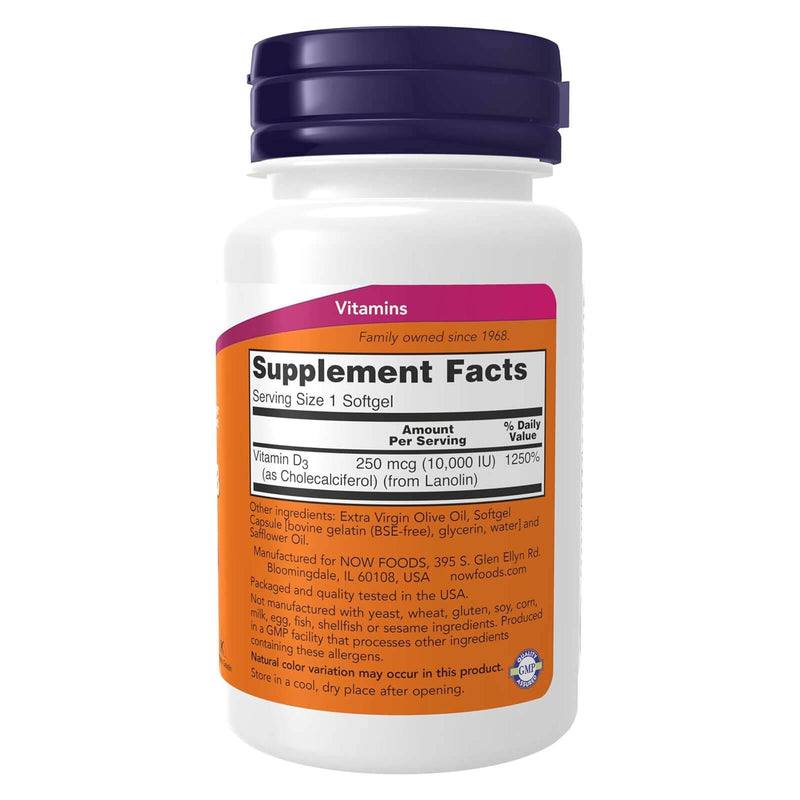 NOW Foods Vitamin D-3 10,000 IU 240 Softgels