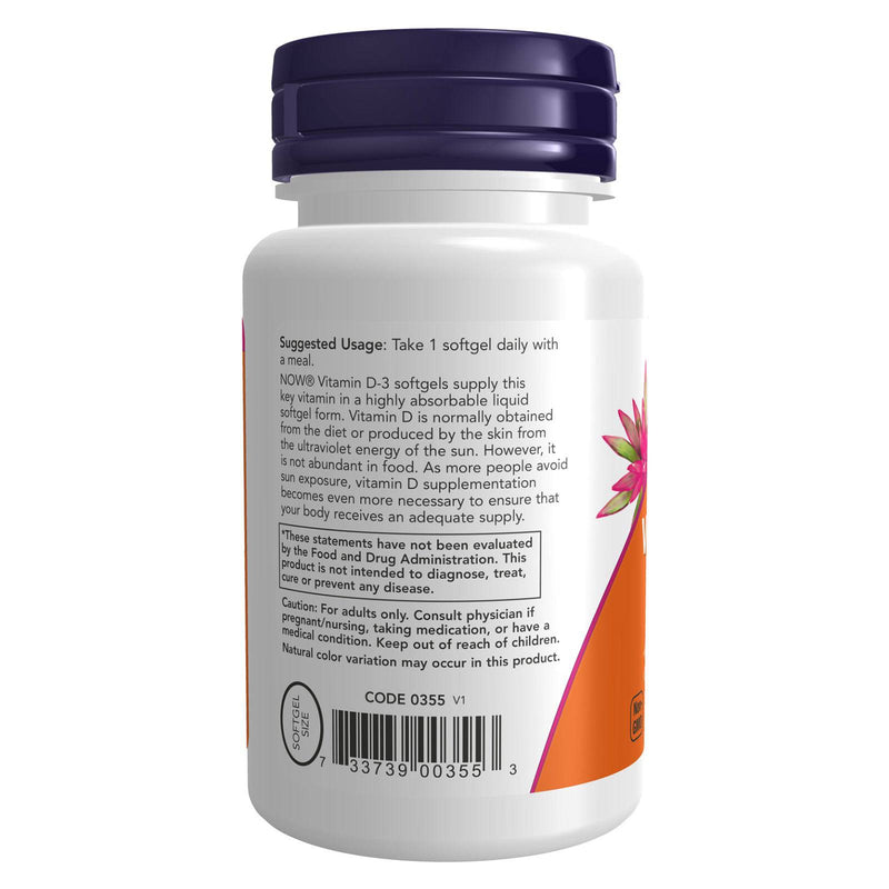 NOW Foods Vitamin D-3 2000 IU 30 Softgels