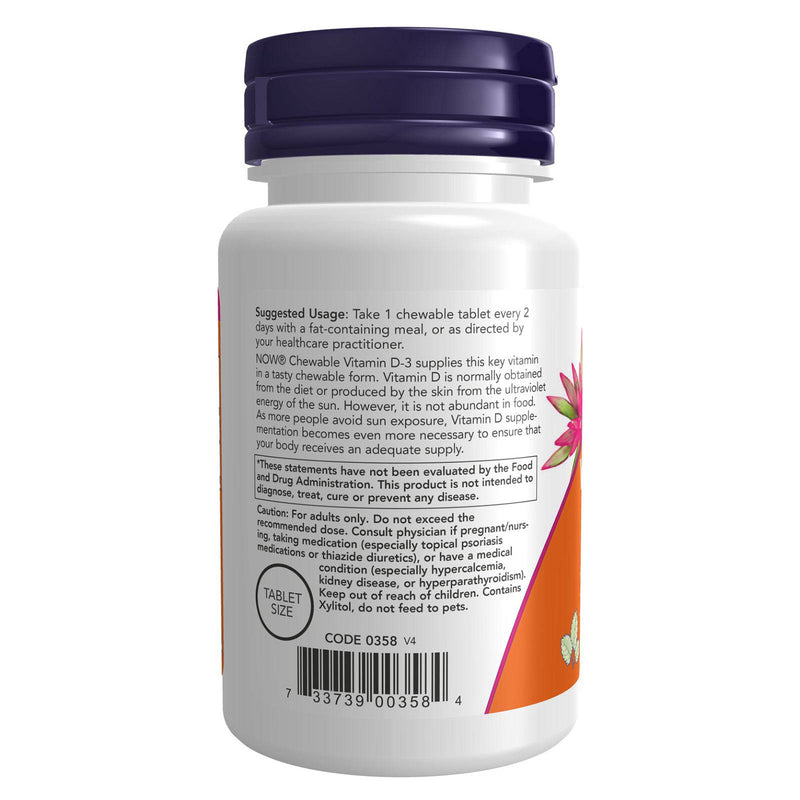 NOW Foods Vitamin D-3 5000 IU 120 Chewables