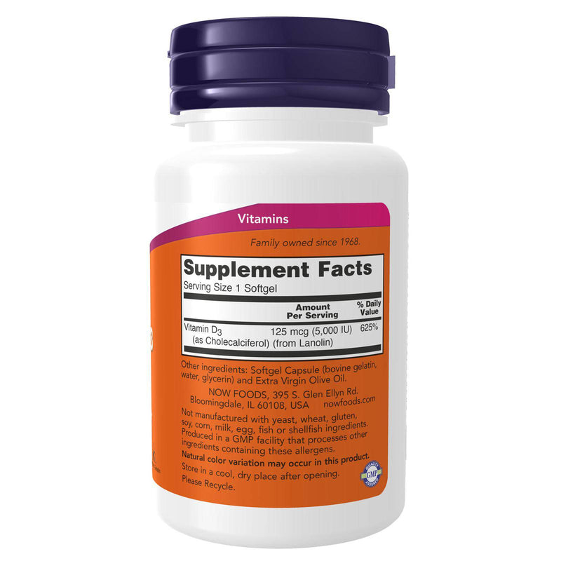 NOW Foods Vitamin D-3 5000 IU 120 Softgels