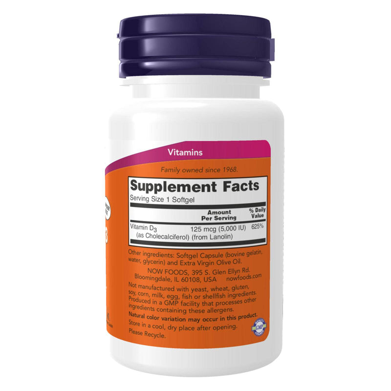 NOW Foods Vitamin D-3 5000 IU 240 Softgels