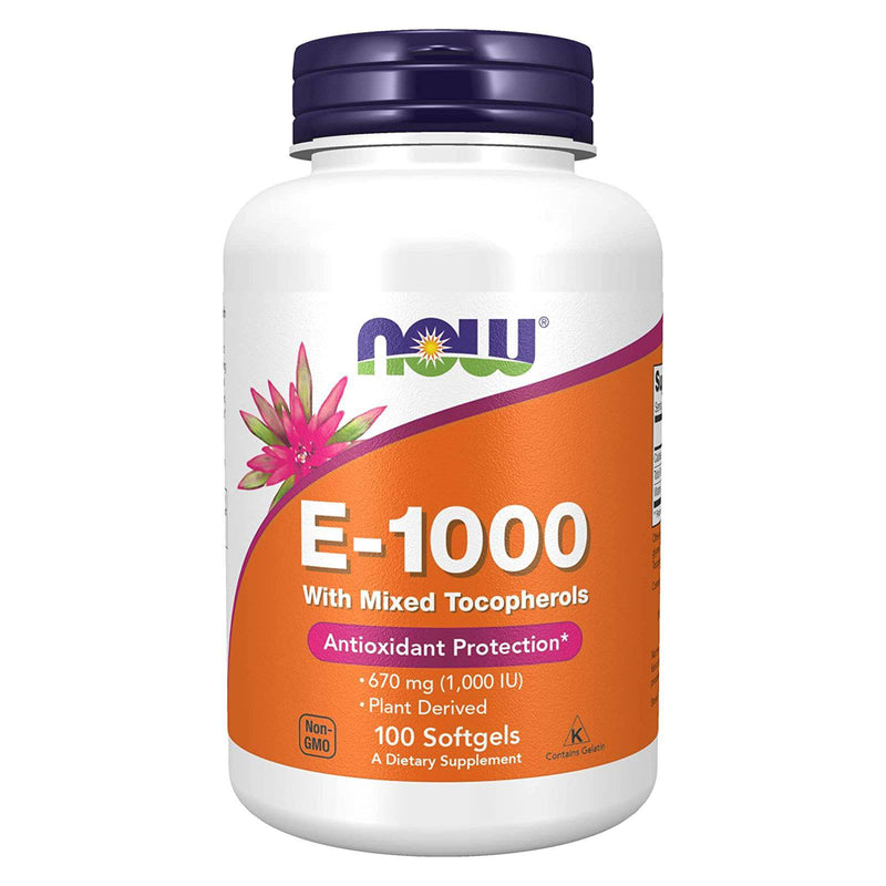 NOW Foods Vitamin E-1000 Mixed Tocopherols 100 Softgels