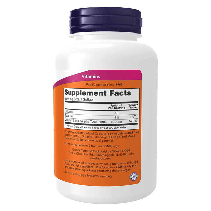 NOW Foods Vitamin E-1000 Mixed Tocopherols 100 Softgels