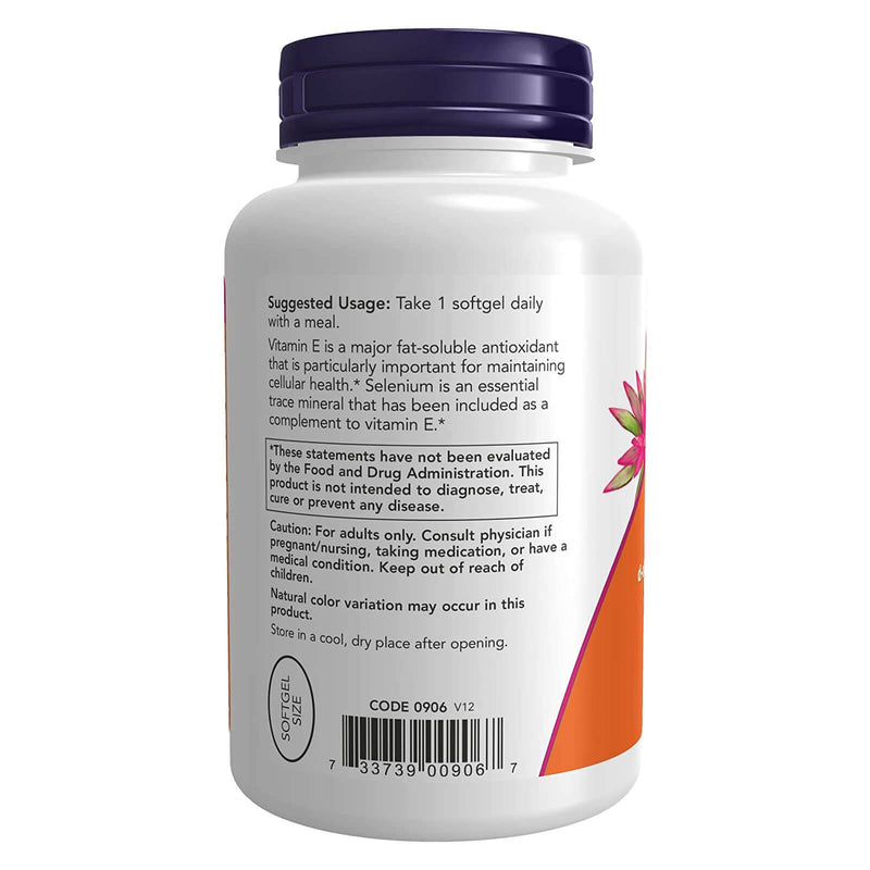 NOW Suplementos, Vitamina E-400 UI, Tocoferóis Mistos, Proteção Antioxidante*, 100 Cápsulas Cápsulas