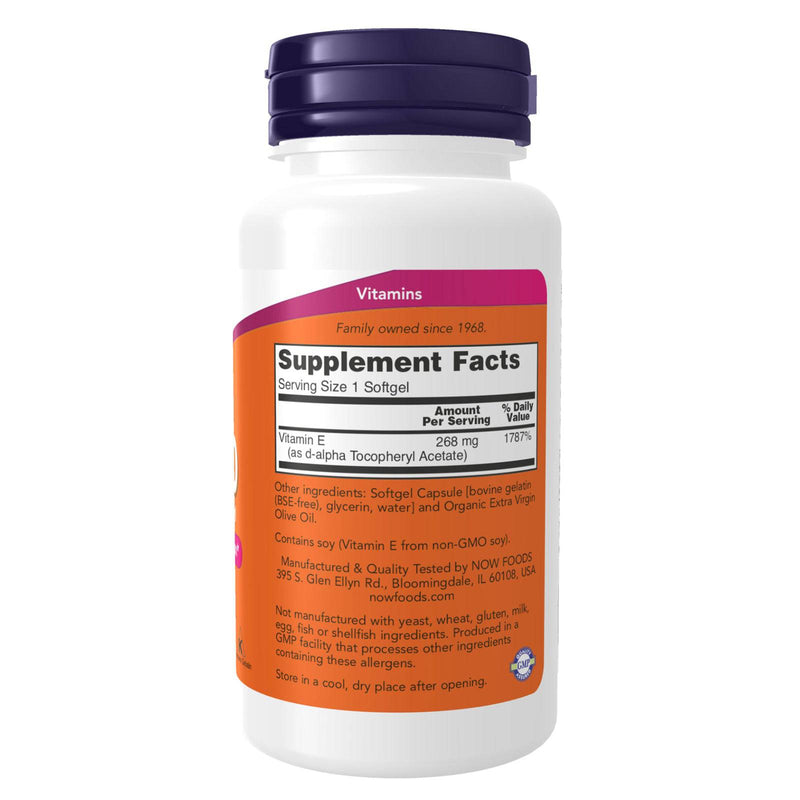 NOW Foods Vitamin E-400 D-Alpha Tocopheryl 100 Softgels