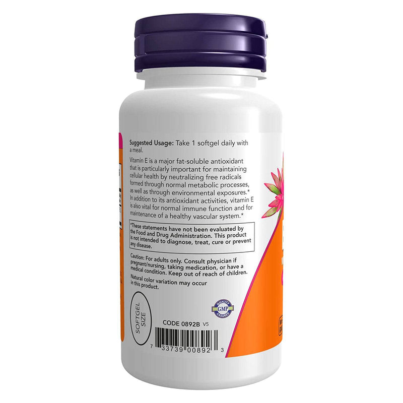 NOW Foods Vitamin E-400 With Mixed Tocopherols 100 Softgels