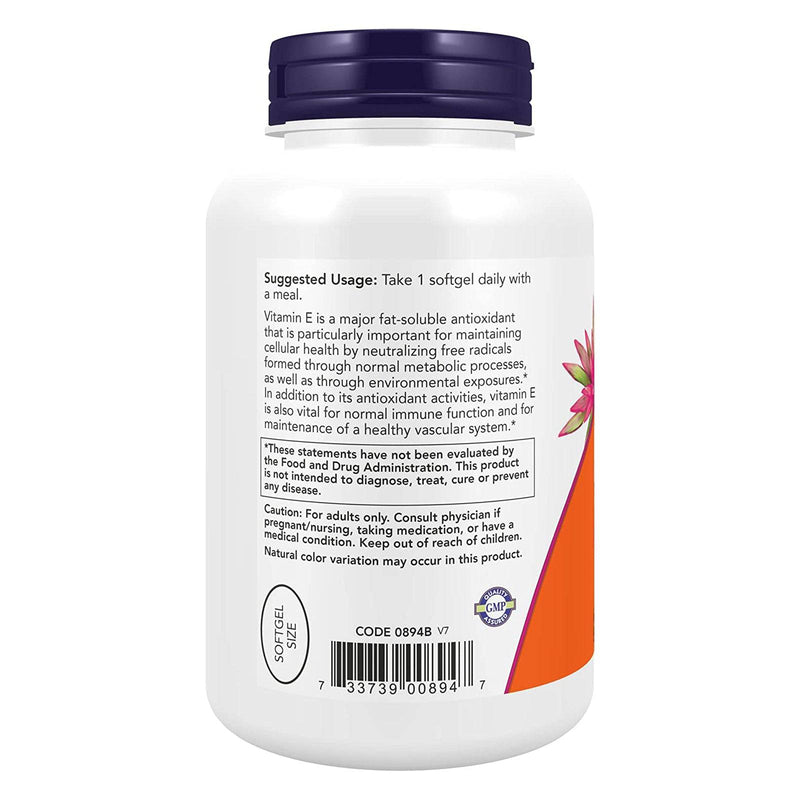 NOW Foods Vitamin E-400 With Mixed Tocopherols 250 Softgels