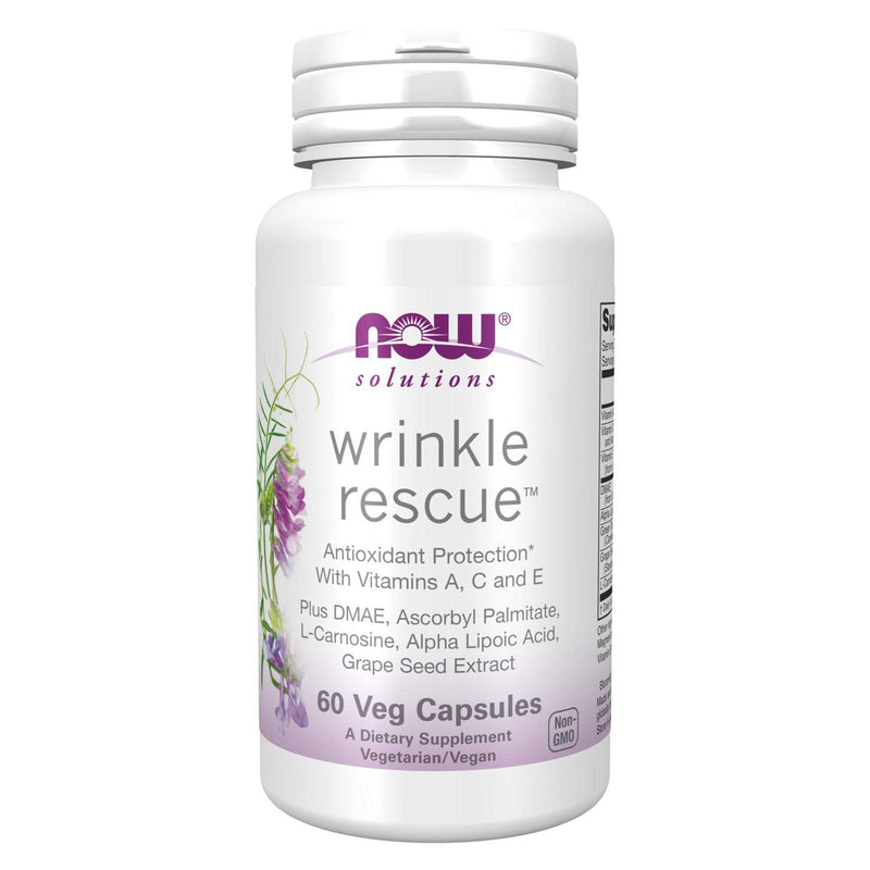 NOW Solutions、WrinkleRescue™カプセル、ビタミンA、C、Eとのターゲットブレンド、60カプセル