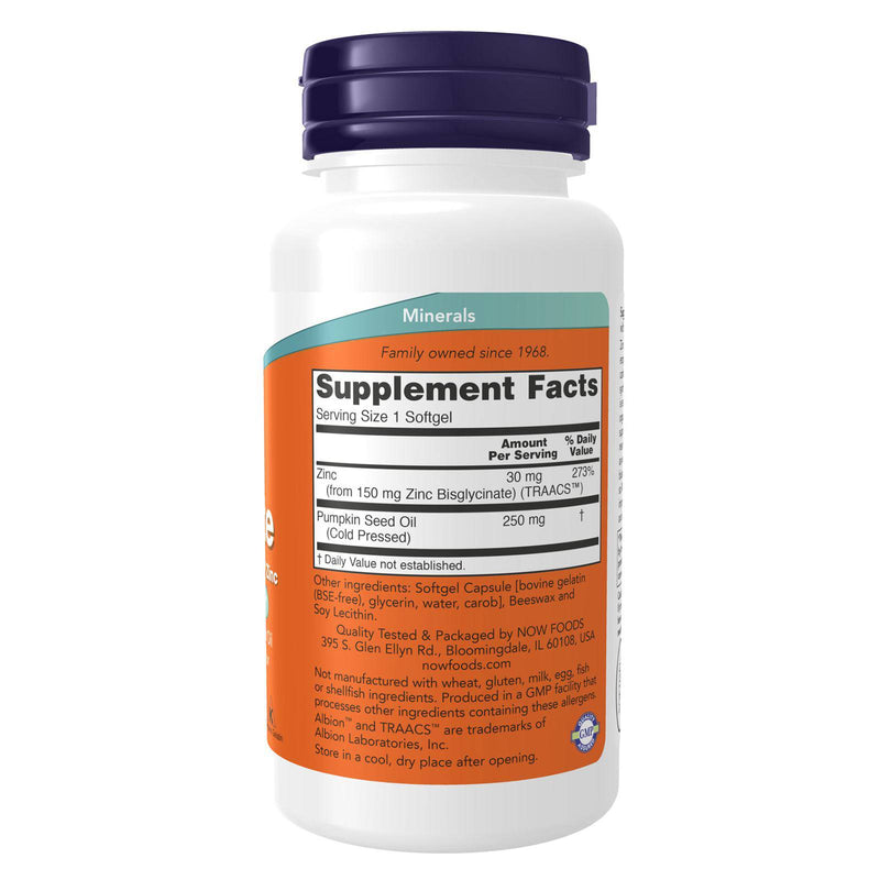 NOW Foods Zinc Glycinate 120 Softgels