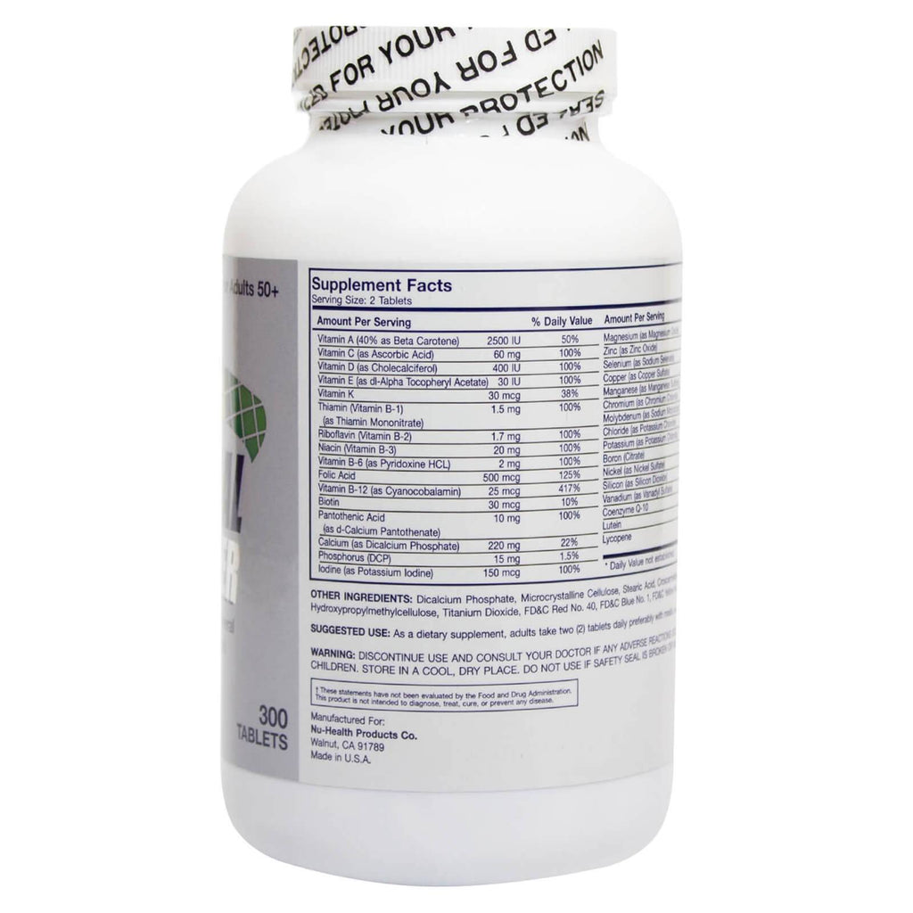 NuHealth Central Silver Multivitamin for Adults 50+ 300 Tablets - DailyVita